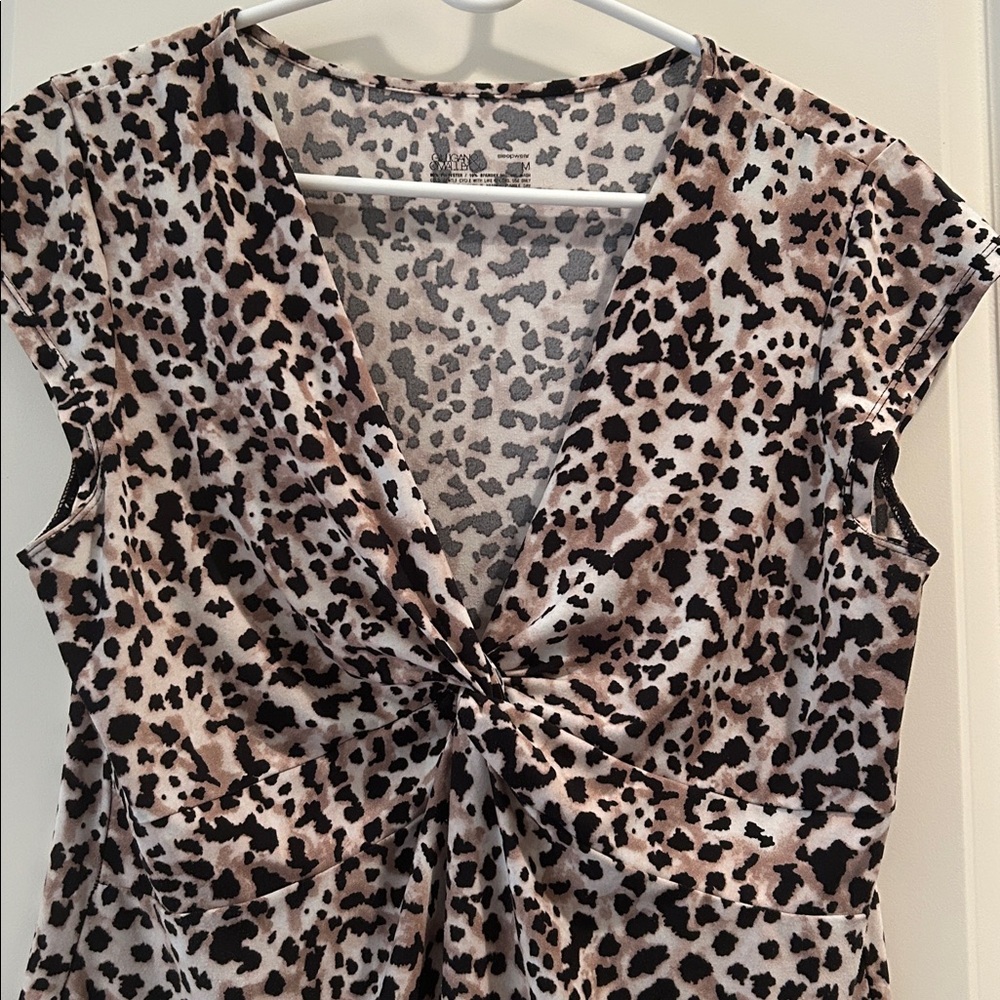 Gilligan & O'Malley Animal Print pajama lounge ruched top cap sleeves size M